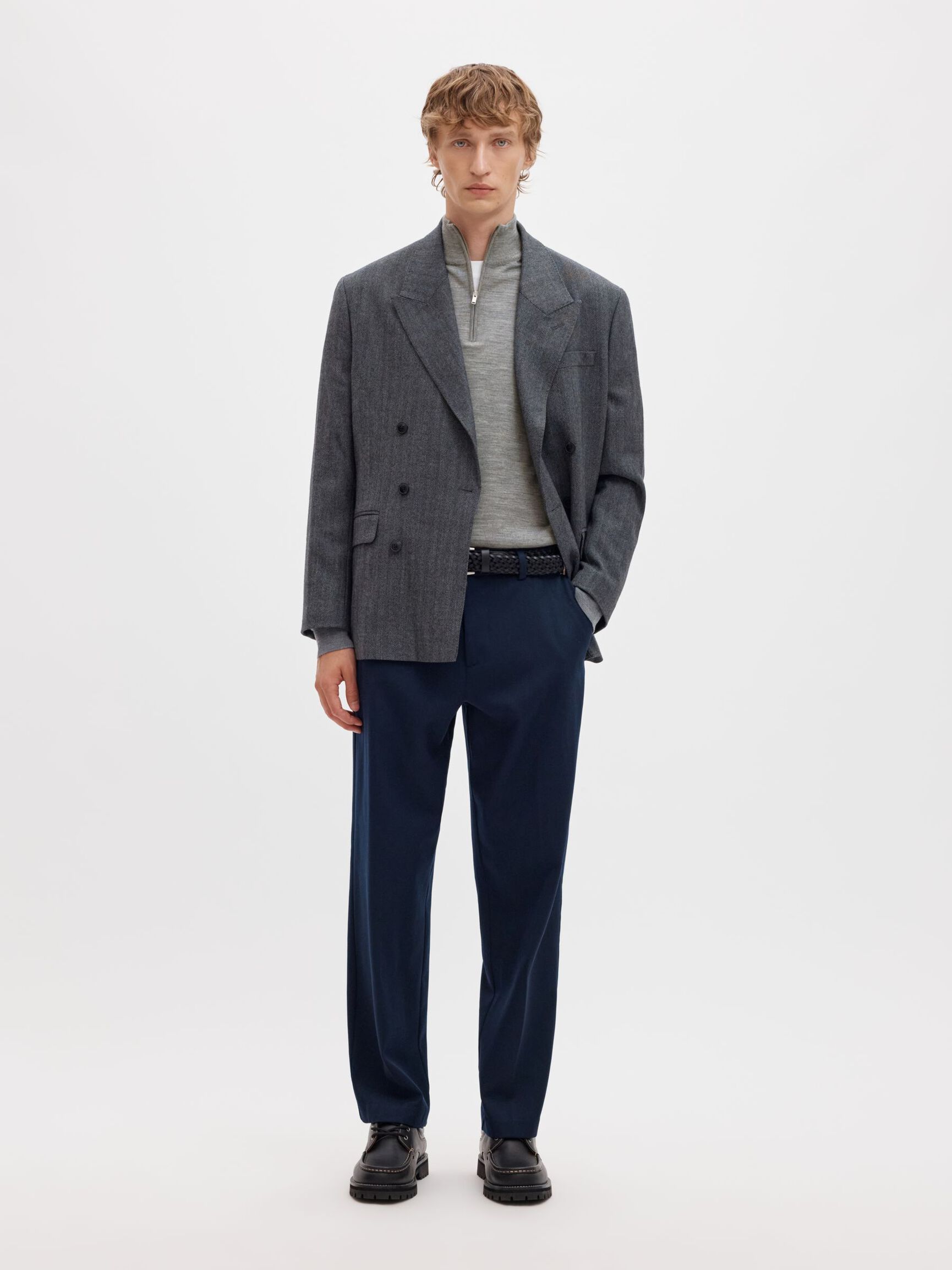 SWETER Z KRÓTKIM ZAMKIEM, Medium Grey Melange, highres