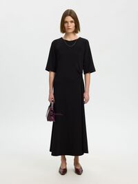 MET KORTE MOUWEN MAXI JURK, Black, highres
