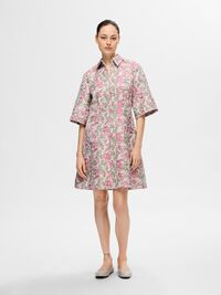 FLORAL JACQUARD MINI DRESS, Snow White, highres