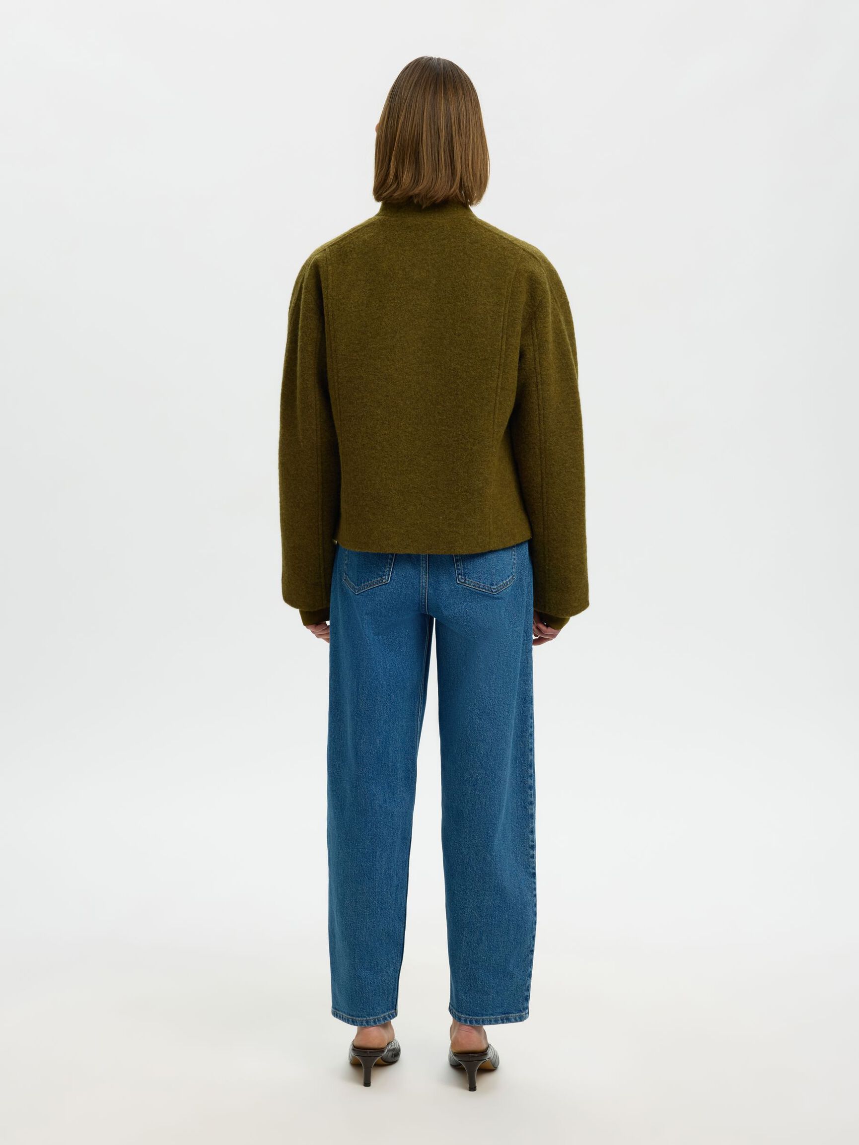 WOOL BLEND JACKET, Fir Green, highres