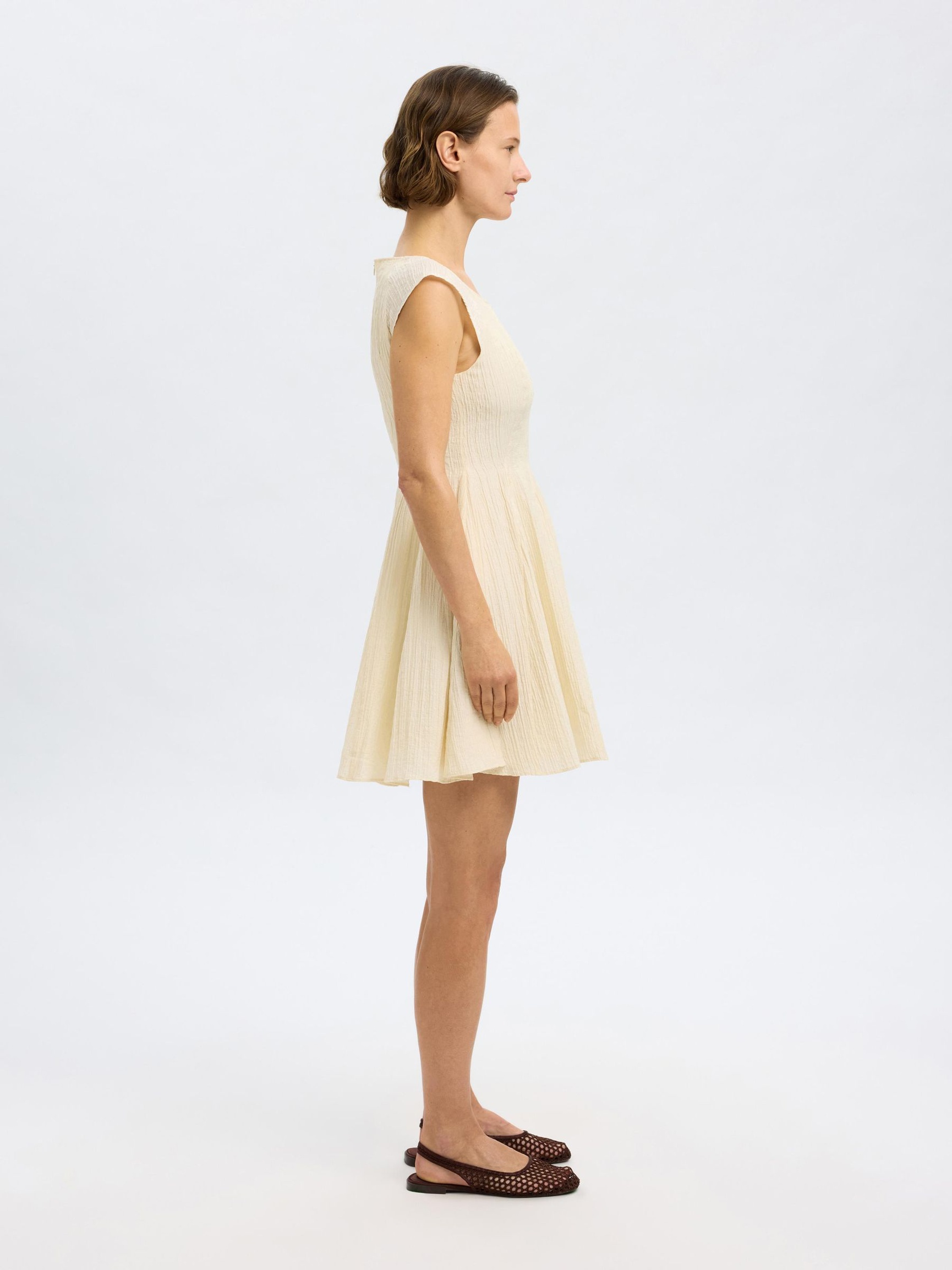 CAP SLEEVE MINI DRESS, Birch, highres