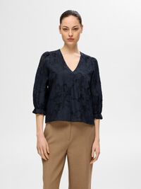 BLOMSTERPRINTET BLUSE, Dark Sapphire, highres