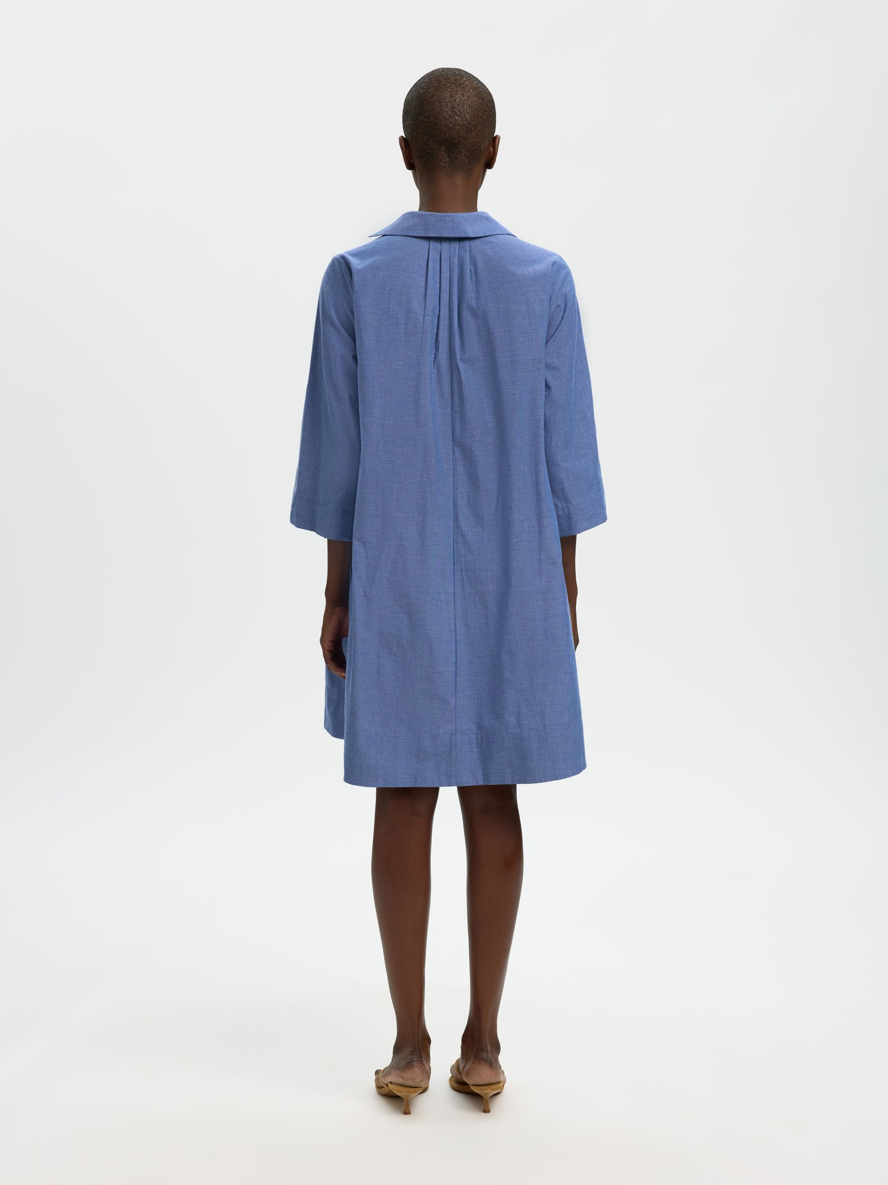 COTTON MINI DRESS, Dark Blue, highres