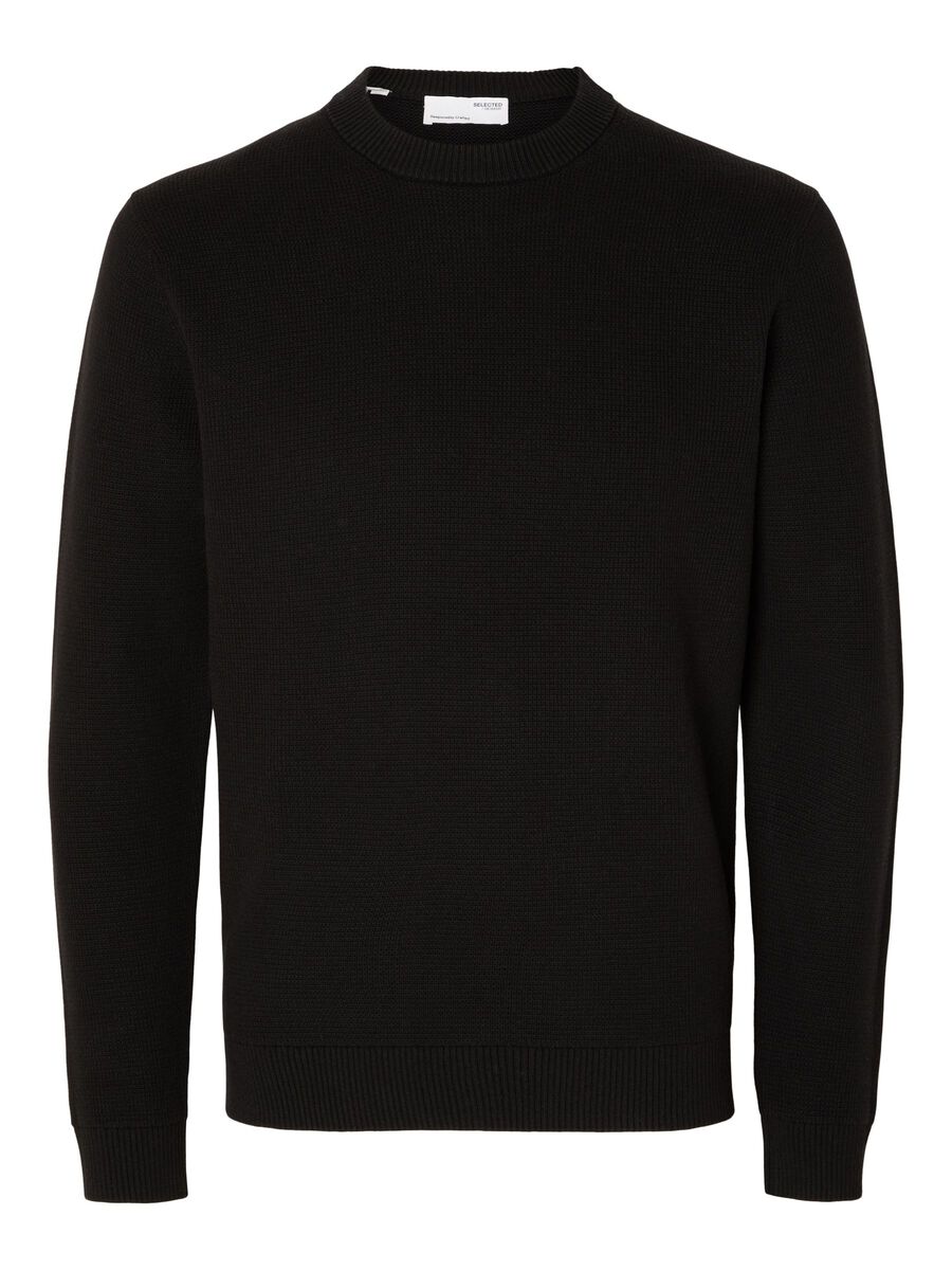 Selected RONDE HALS SWEATER, Black, highres - 16092599_Black_001.jpg