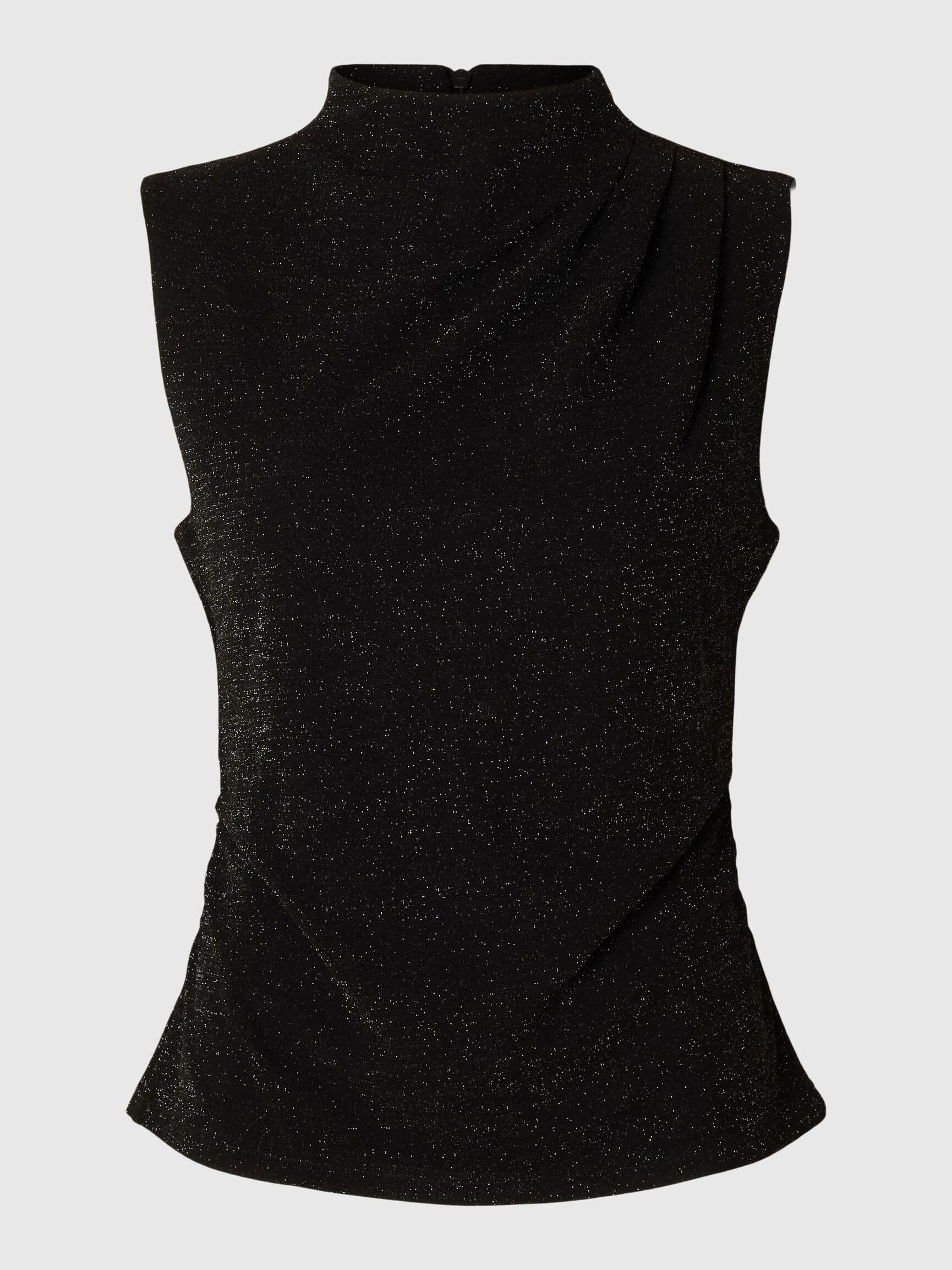 GLITTER SLEEVELESS TOP, Black, highres