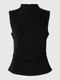 GLITTER SLEEVELESS TOP, Black, highres