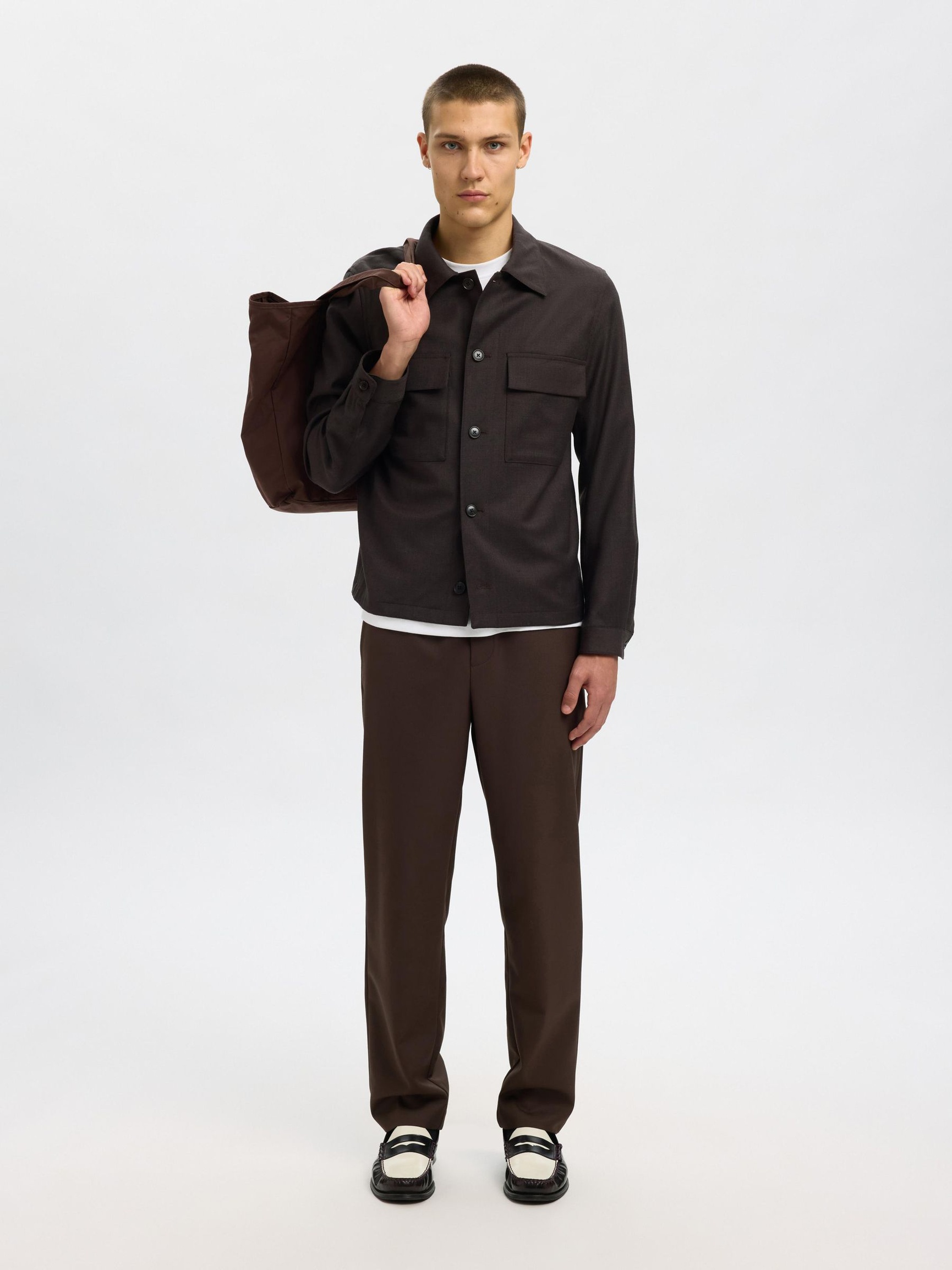 WOOL BLEND BLAZER, Chocolate Torte, highres