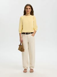 PUFF SLEEVE SWEATSHIRT, Italian Straw, highres