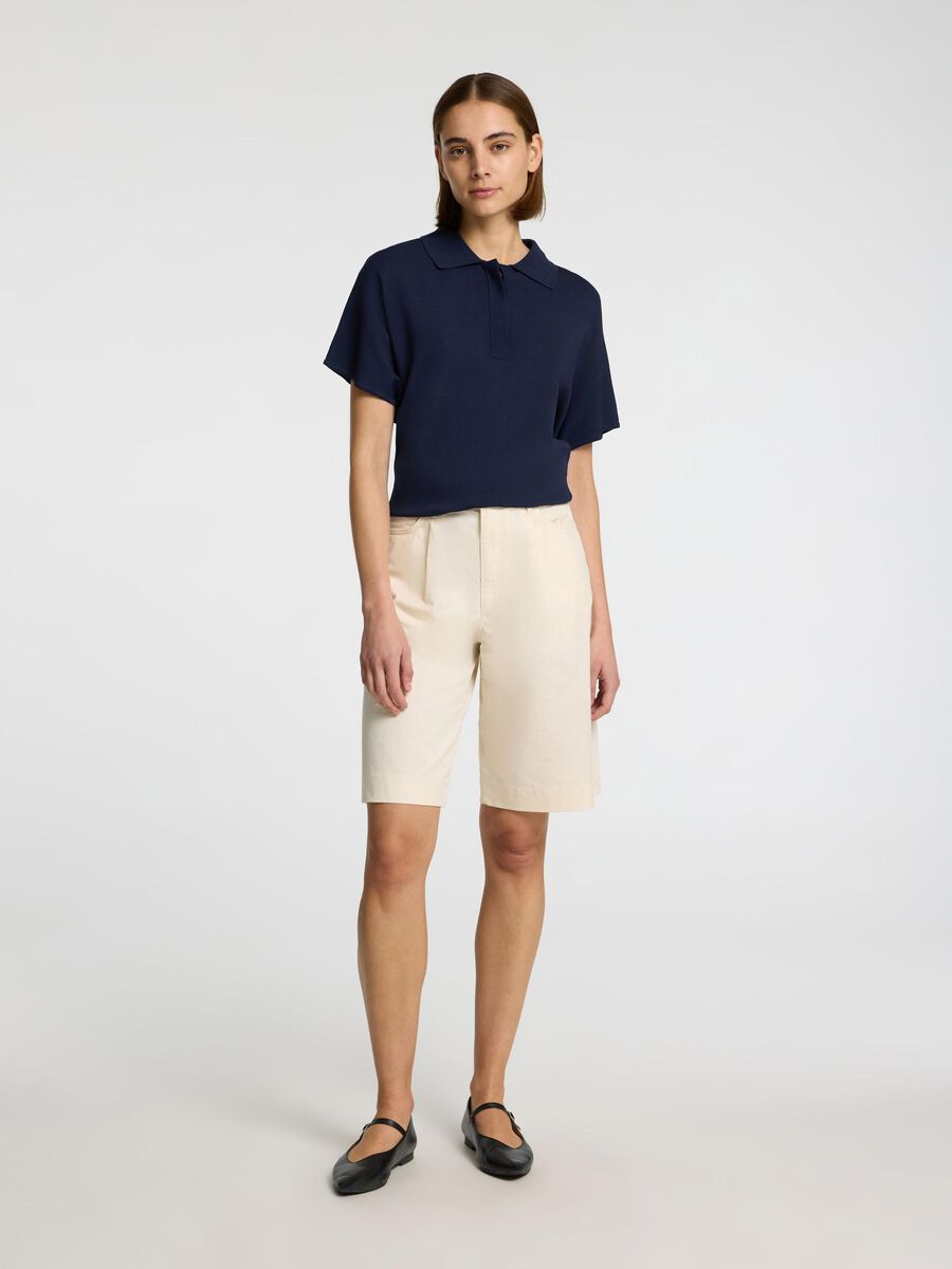 Selected SHORT SLEEVED KNITTED POLO SHIRT, Outer Space, highres - 16099120_OuterSpace_005.jpg