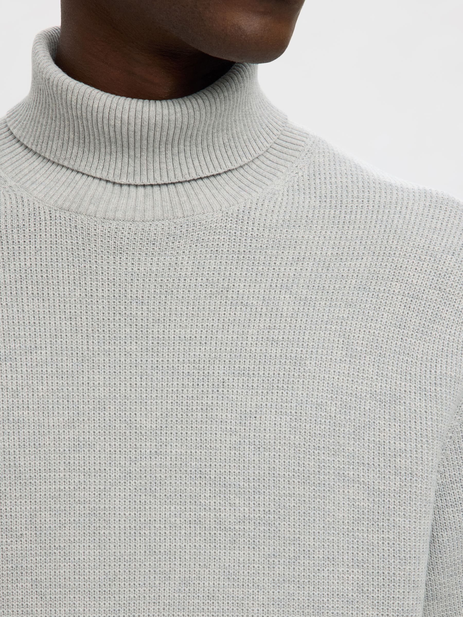 BAUMWOLL ROLLKRAGENPULLOVER, Light Grey Melange, highres
