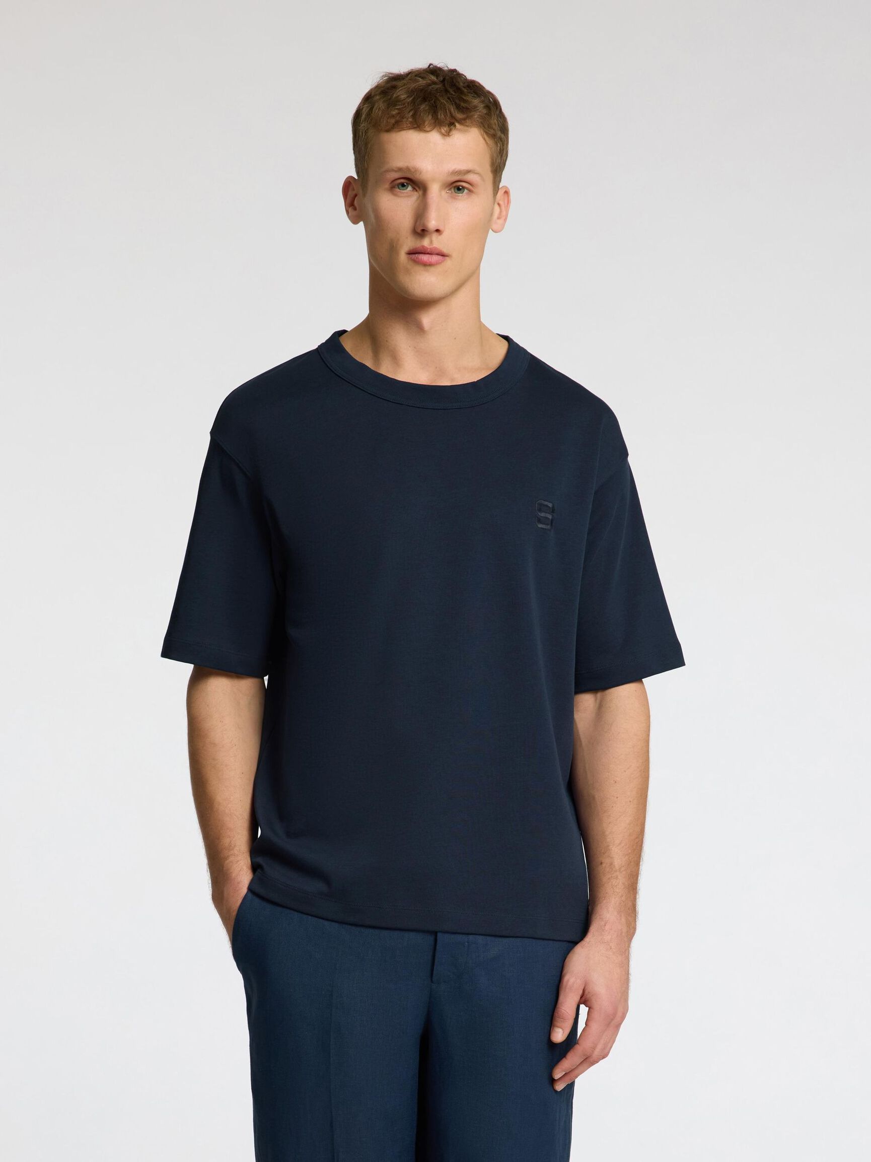 RELAXED FIT CREWNECK T-SHIRT, Outer Space, highres