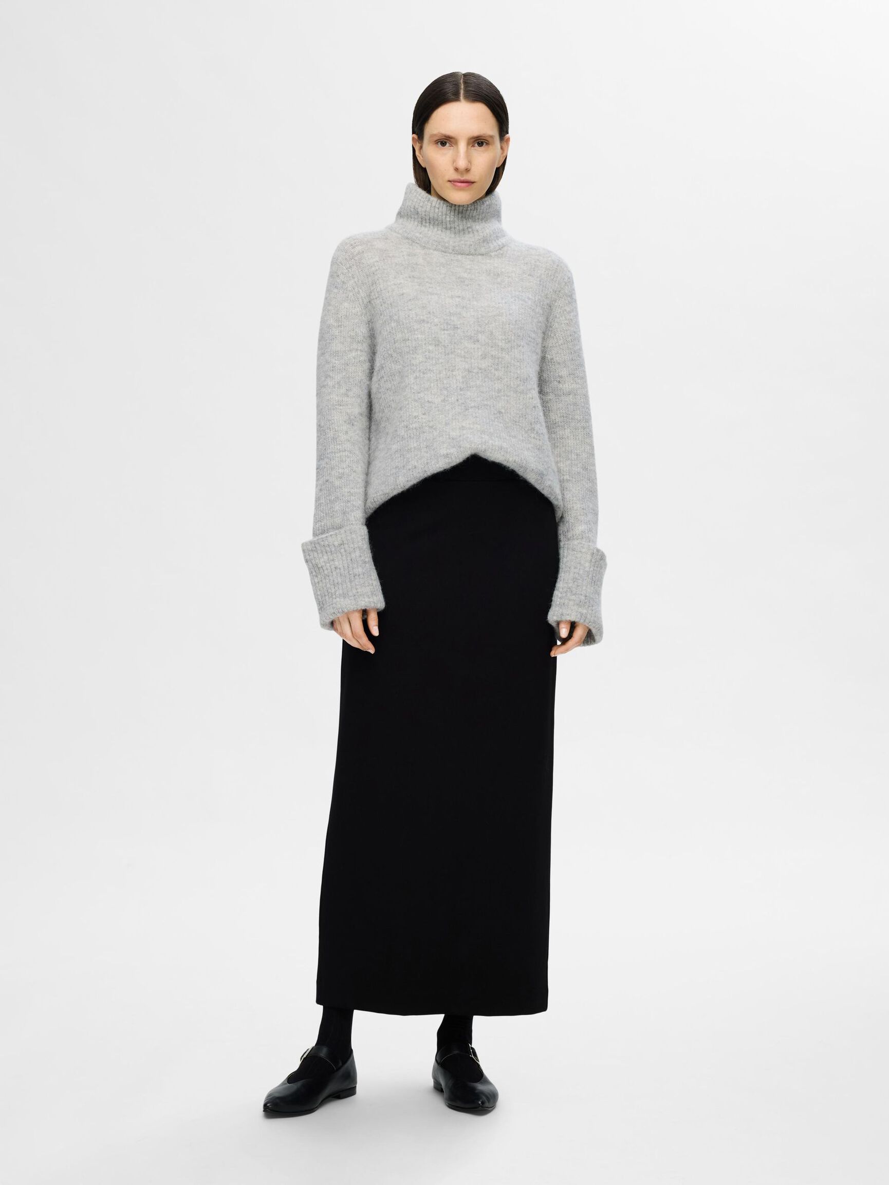 ROLLKRAGEN WOLLGEMISCH PULLOVER, Light Grey Melange, highres