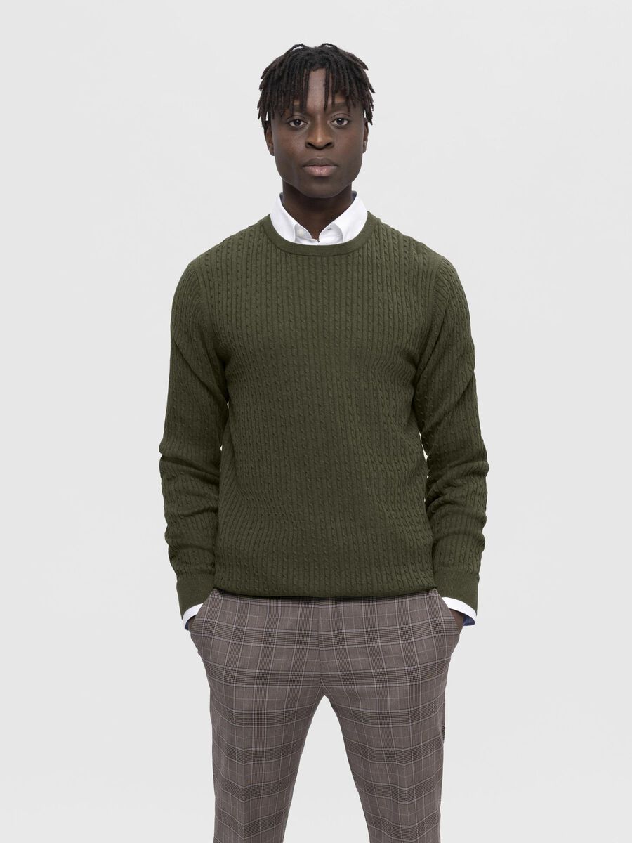 Selected IN KABELS GEBREID SWEATER, Ivy Green, highres - 16090606_IvyGreen_1048086_003.jpg