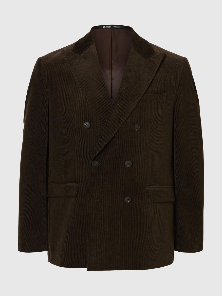Selected REGULAR FIT CORDUROY  DOUBLE-BREASTED BLAZER, Morel, highres - 16094866_Morel_1125979_001.jpg