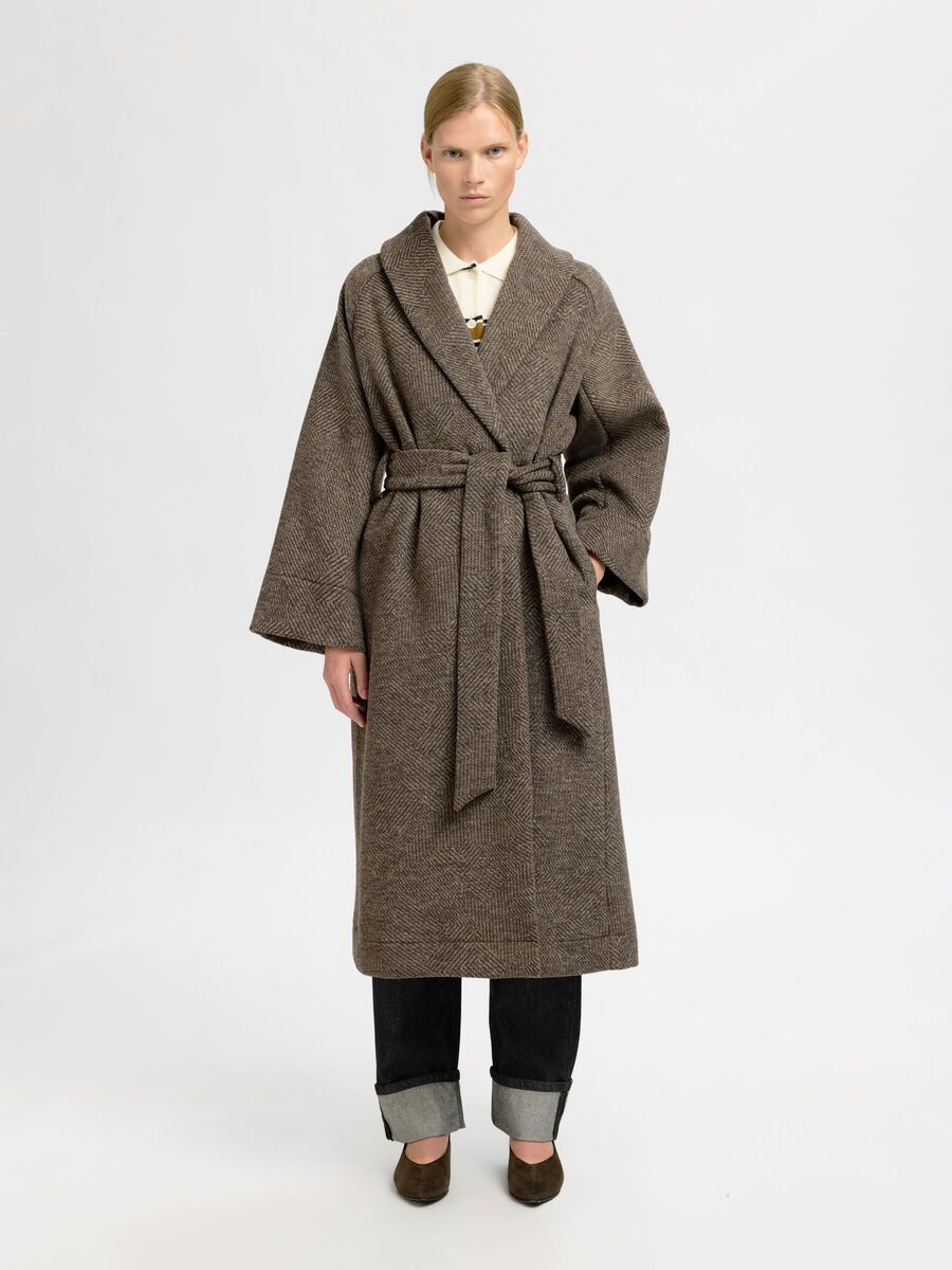Product tile image - BELTED WOOL-BLEND COAT, Birch | 16099638_Birch_1226718