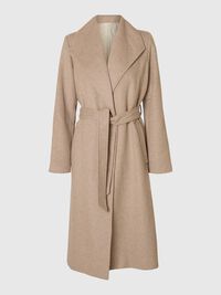 WOOL BLEND LONG COAT, Sandshell, highres