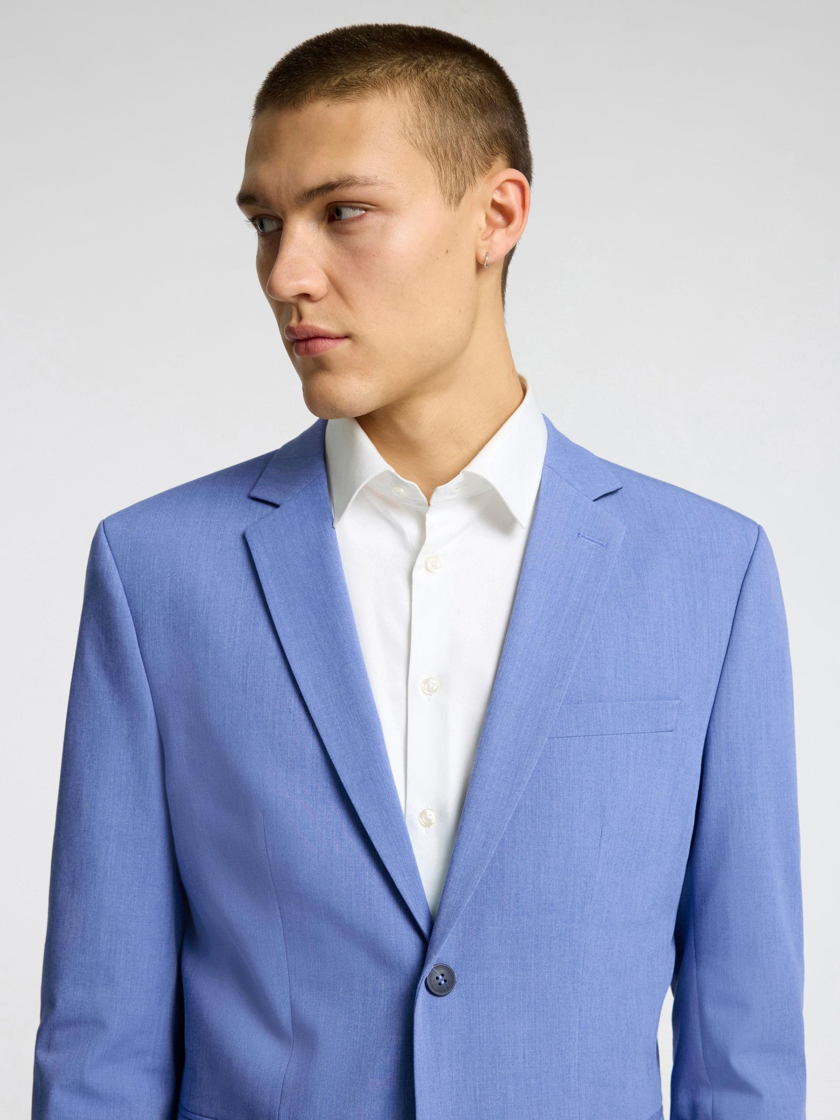 VISCOSE BLEND SLIM FIT BLAZER, Light Blue, highres