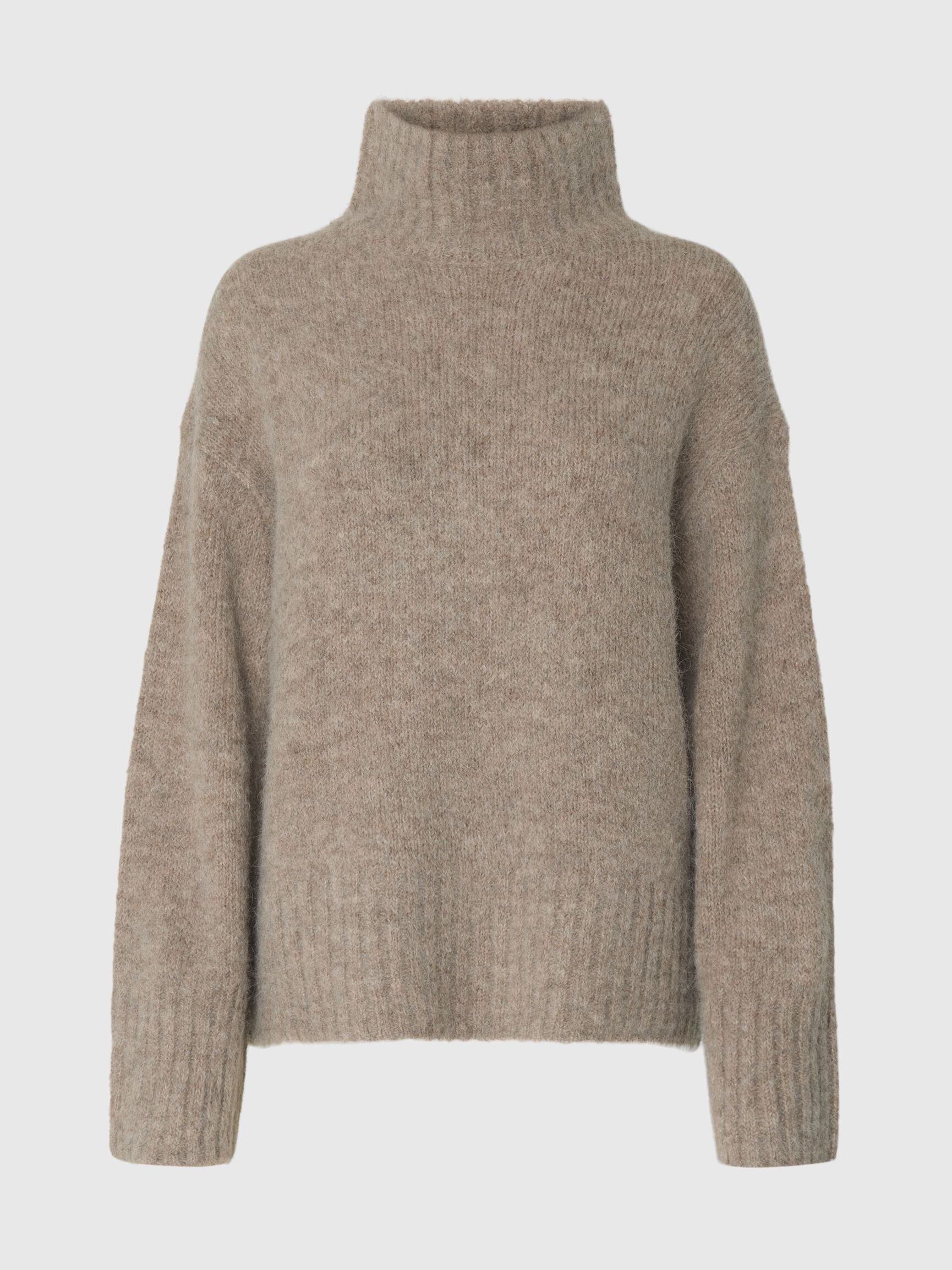 WOOL BLEND HIGH-NECK JUMPER, Steel Gray, highres