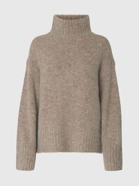WOOL BLEND HIGH-NECK JUMPER, Steel Gray, highres