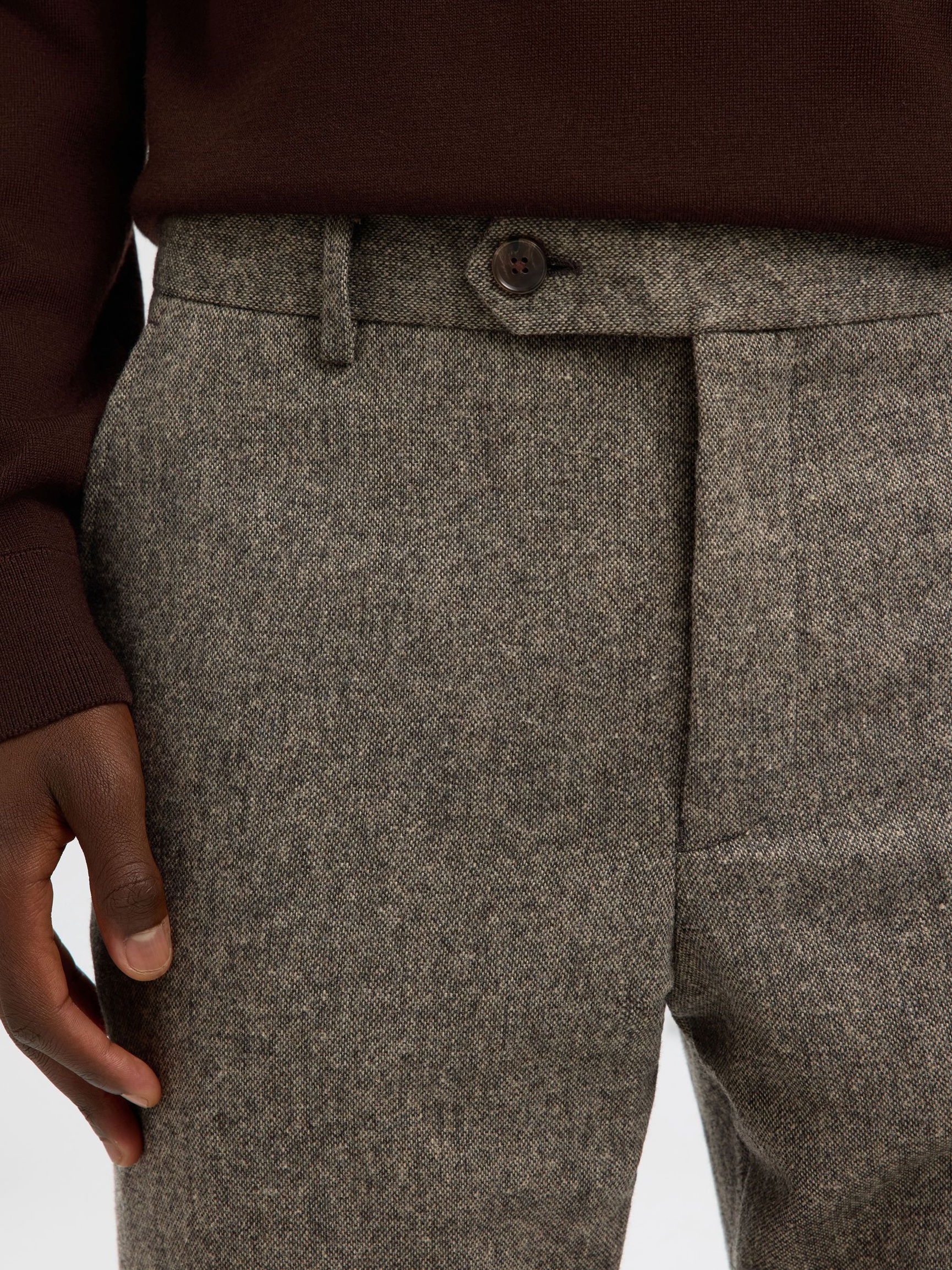 CHECKED WOOL BLEND TROUSERS, Brownie, highres