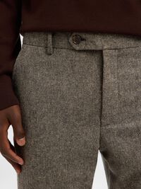 CHECKED WOOL BLEND SUIT TROUSERS, Brownie, highres
