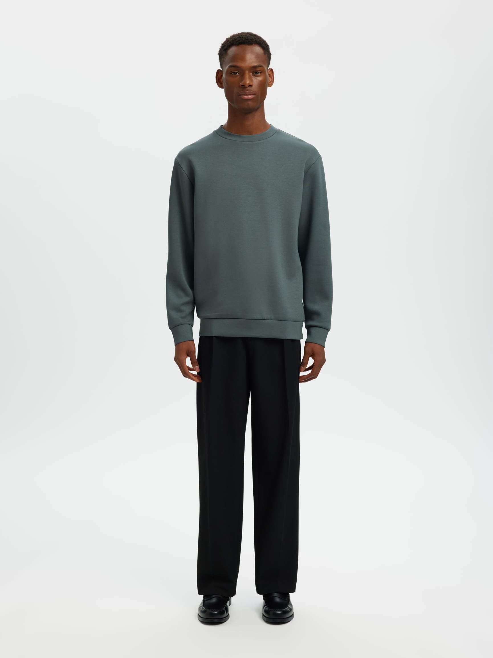 VISKOSBLANDNING SWEATSHIRT, Balsam Green, highres