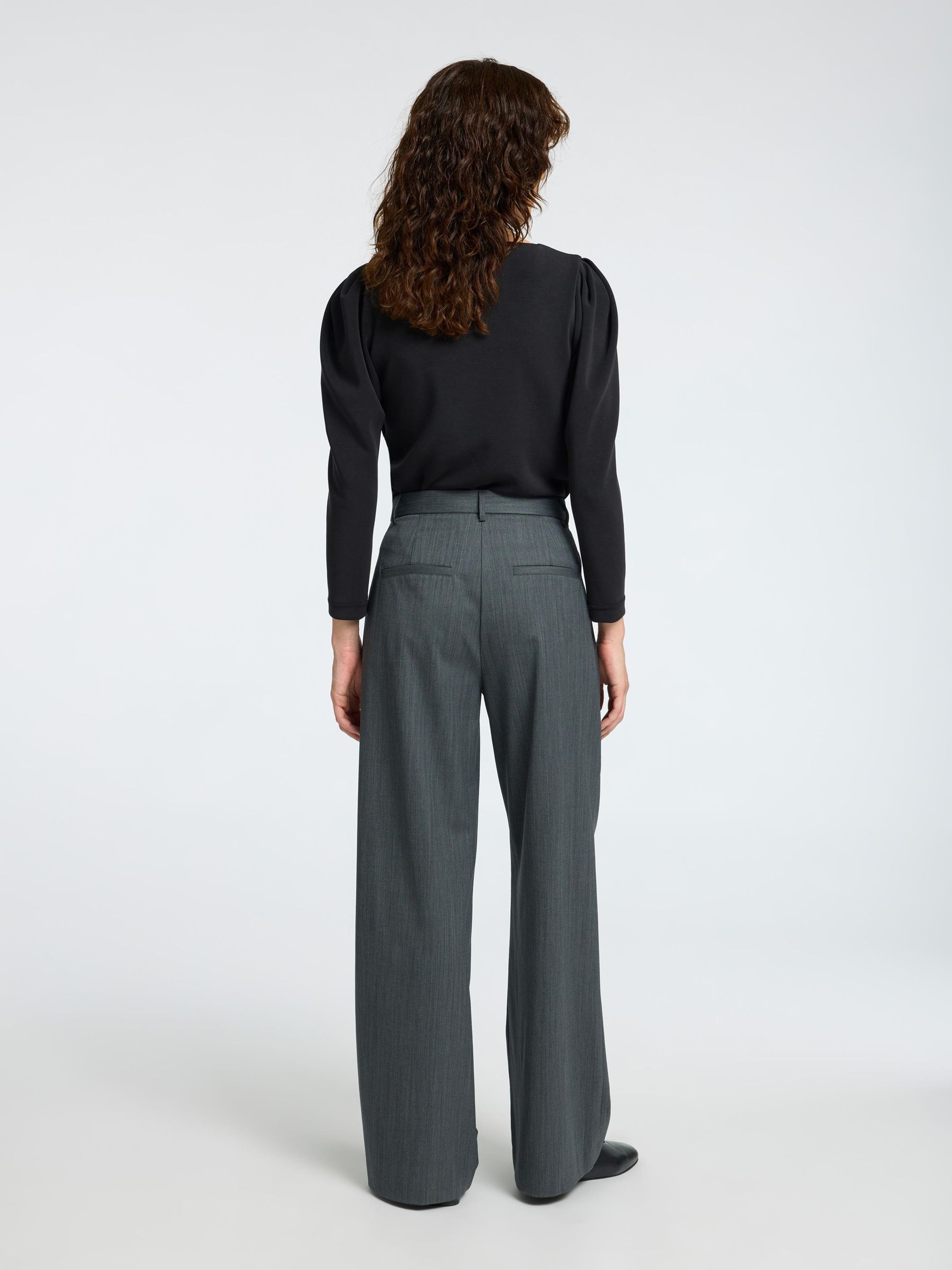 GEDRAPEERD TOP MET V-HALS, Black, highres