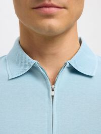 ZIPPER POLO SHIRT, Winter Sky, highres