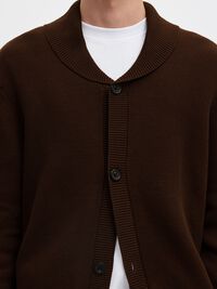 ORGANIC COTTON SHAWL COLLAR CARDIGAN, Demitasse, highres
