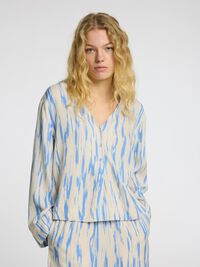 PRINTED VISCOSE  LONG SLEEVED TOP, Birch, highres