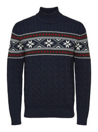 HIGH NECK WEIHNACHTSPULLOVER, Sky Captain, highres
