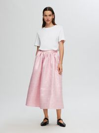 METALLIC JAQUARD MAXI SKIRT, Cradle Pink, highres