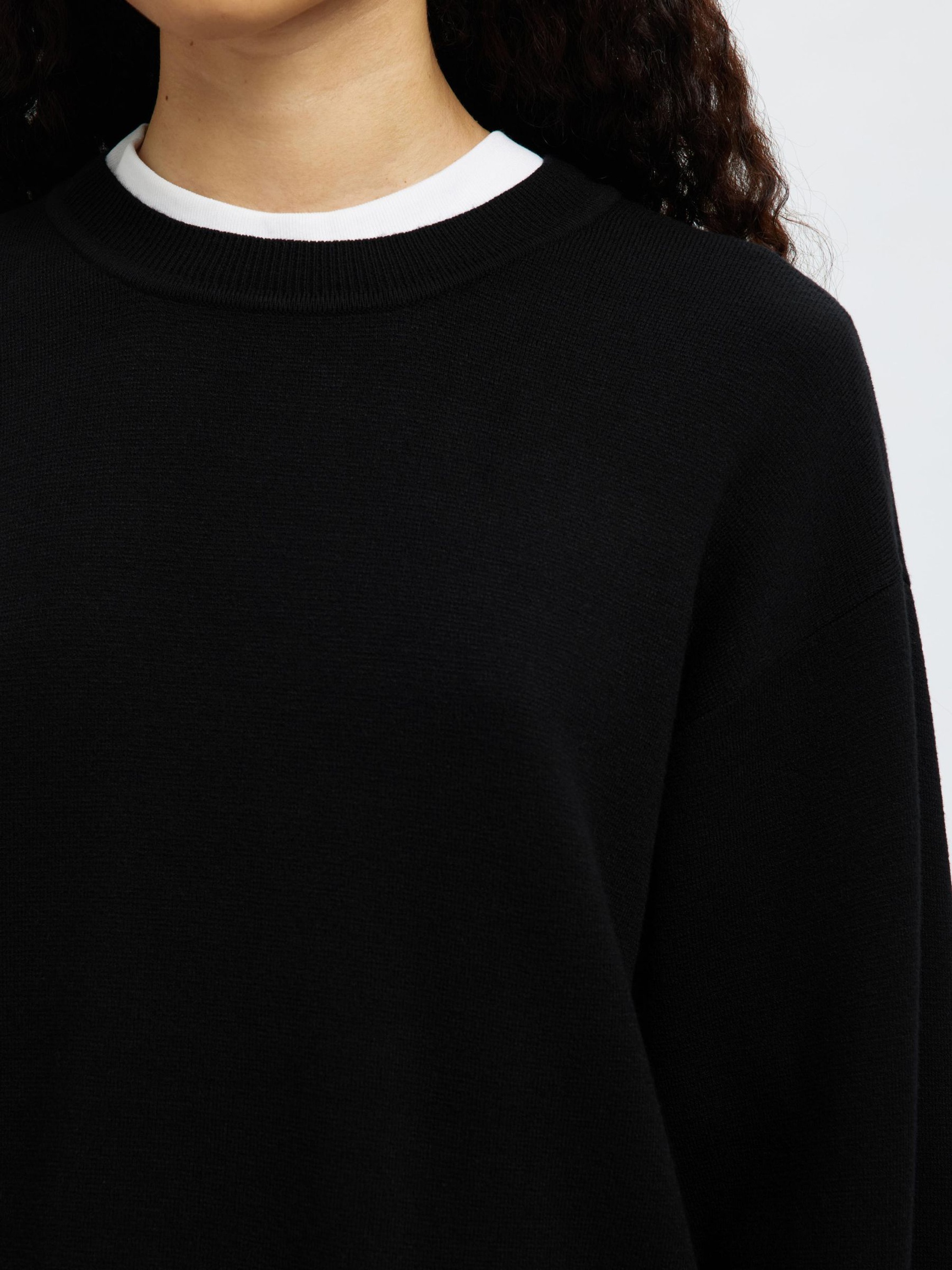 VISCOSE MÉLANGÉE PULL EN MAILLE, Black, highres