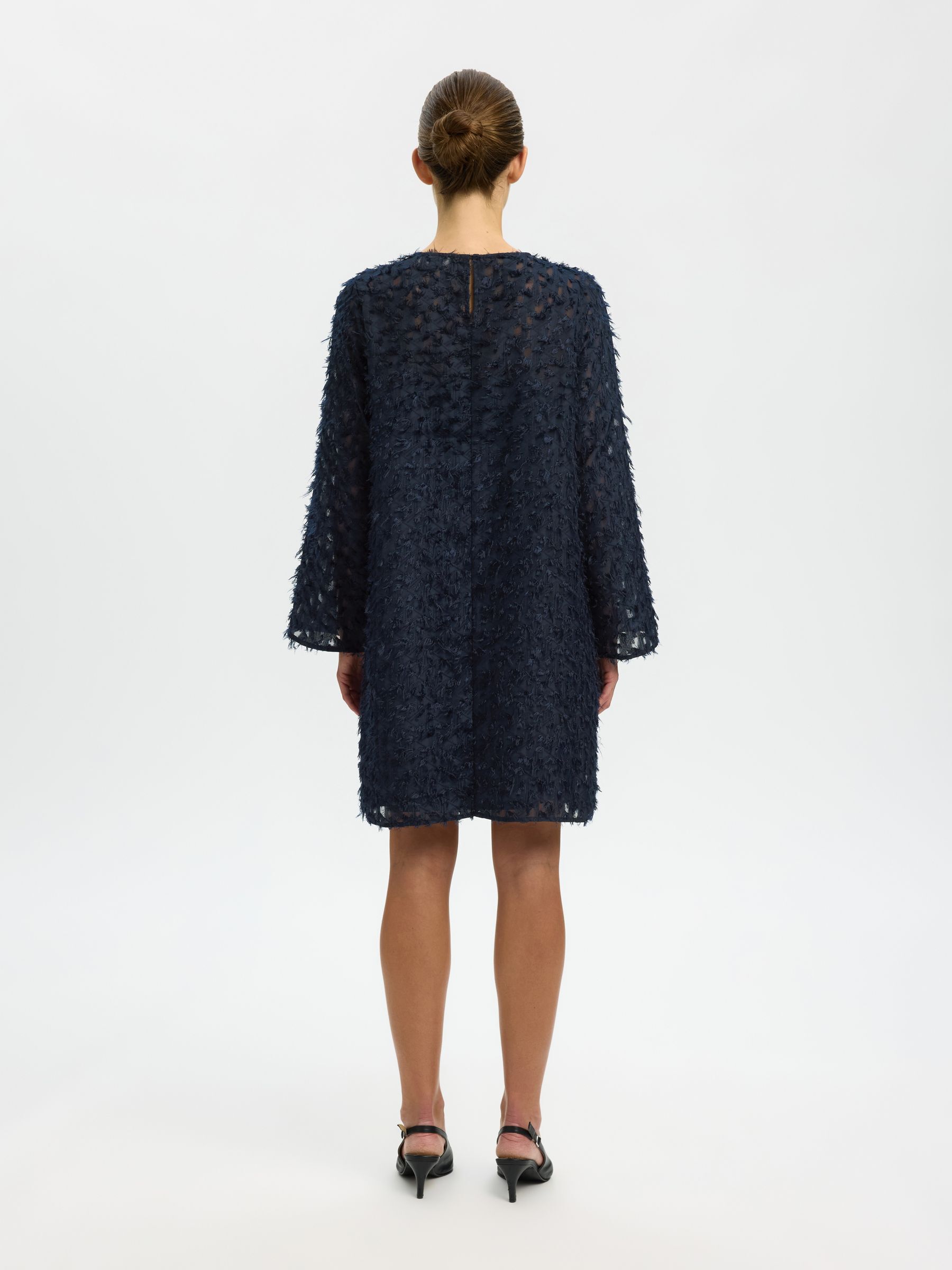 LONG SLEEVED LACE DRESS, Dark Sapphire, highres