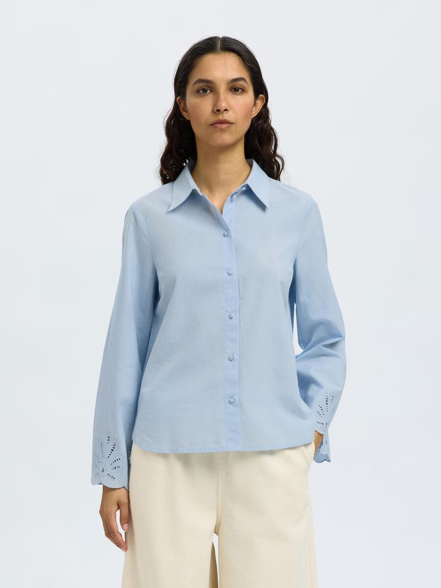 Selected BRODERIE ANGLAISE LONG SLEEVED SHIRT, Cashmere Blue, highres - 16096442_CashmereBlue_003.jpg