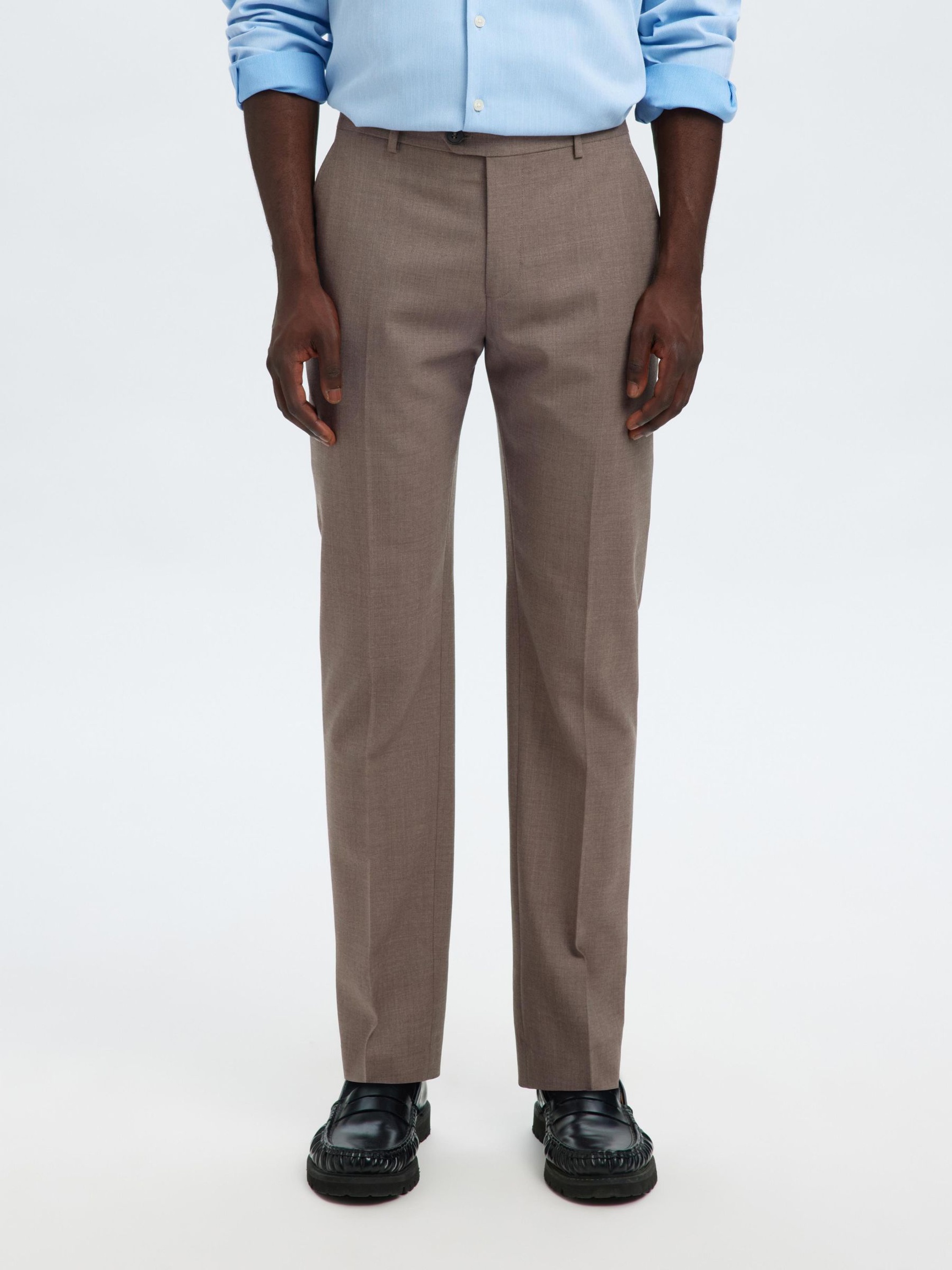 WOOL BLEND SUIT TROUSERS, Morel, highres