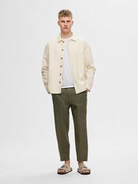 LINEN BLEND TROUSERS, Forest Night, highres