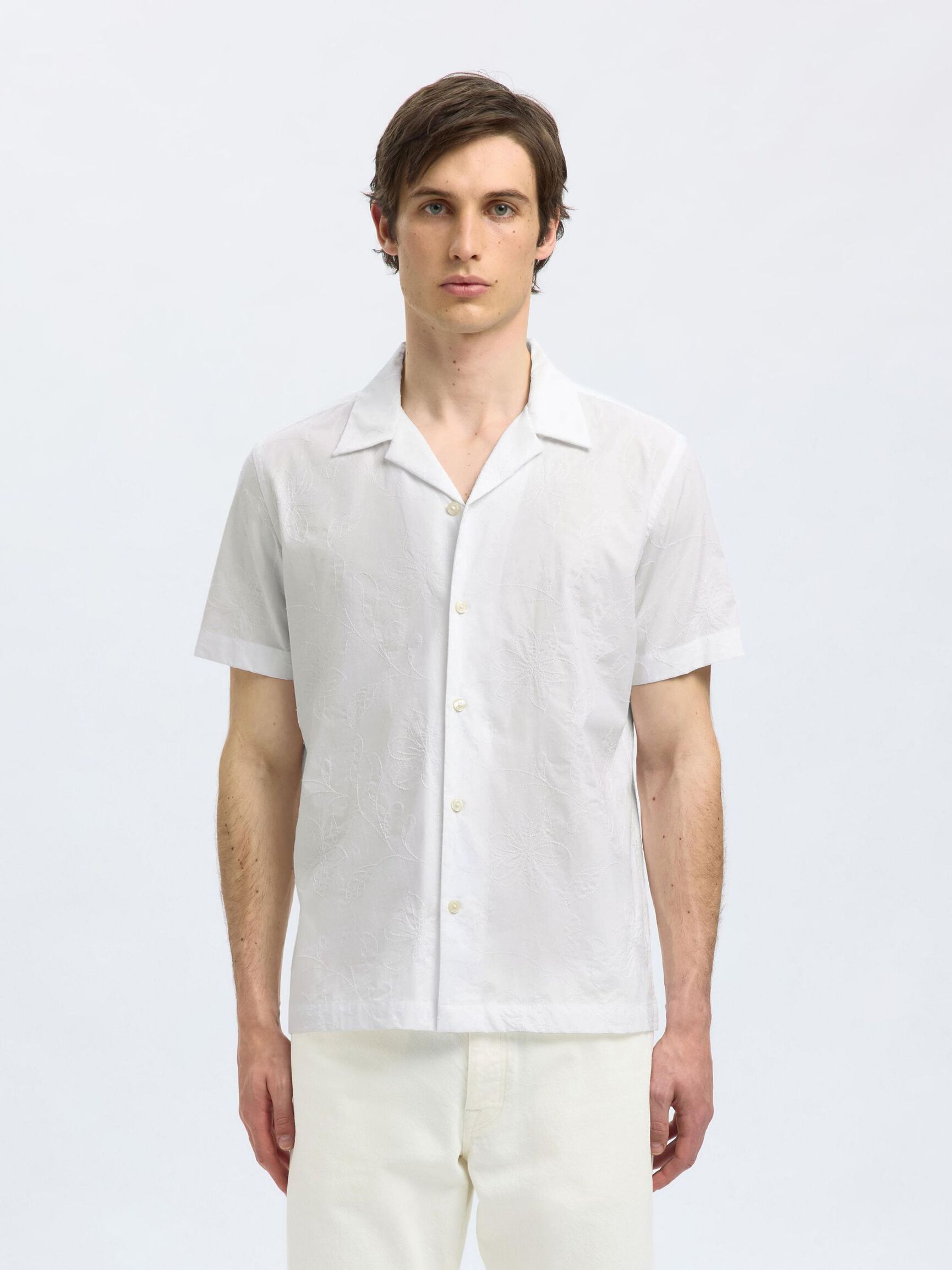 100% BAUMWOLL KURZARMHEMD, White, highres