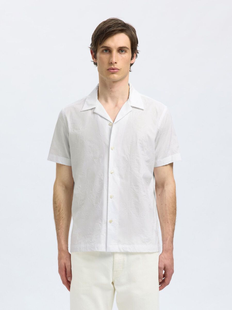 Selected 100% COTTON SHORT SLEEVED SHIRT, White, highres - 16097686_White_1183912_003.jpg