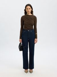 DRAPED LONG SLEEVED TOP, Delicioso, highres