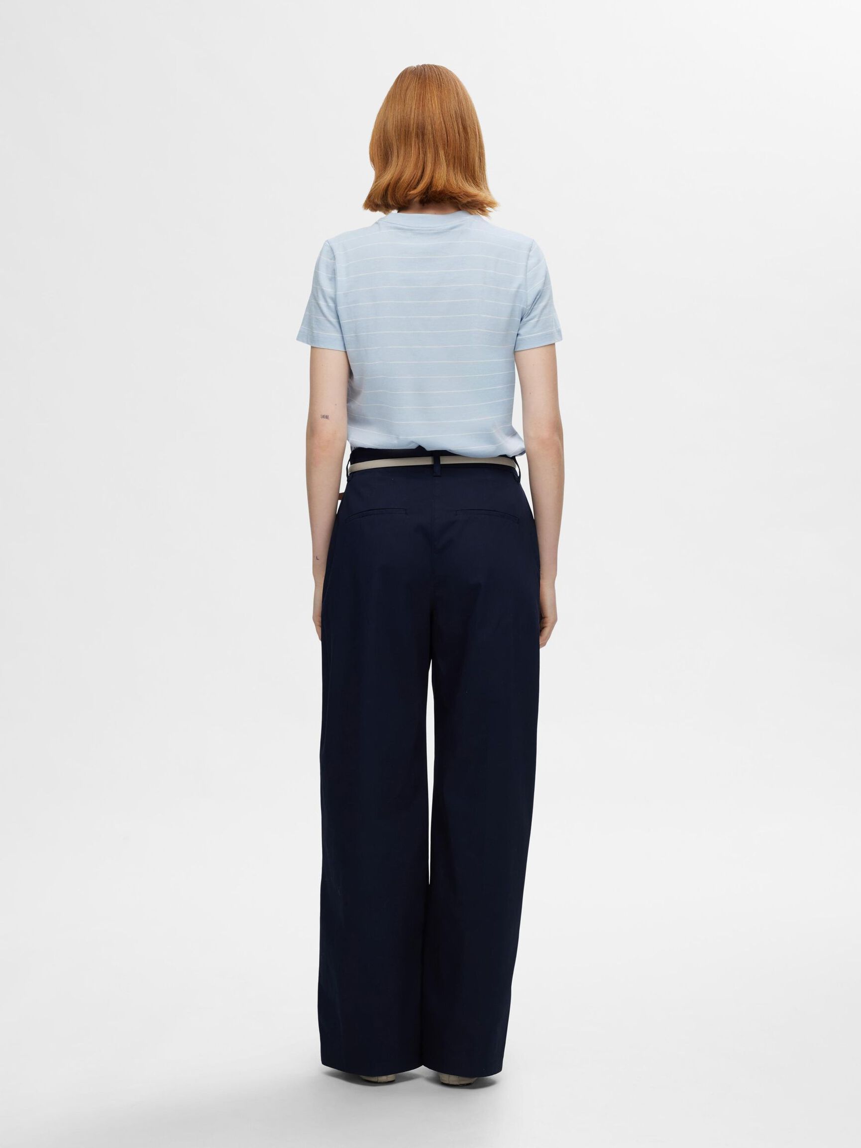 STRIPED COTTON T-SHIRT, Cashmere Blue, highres