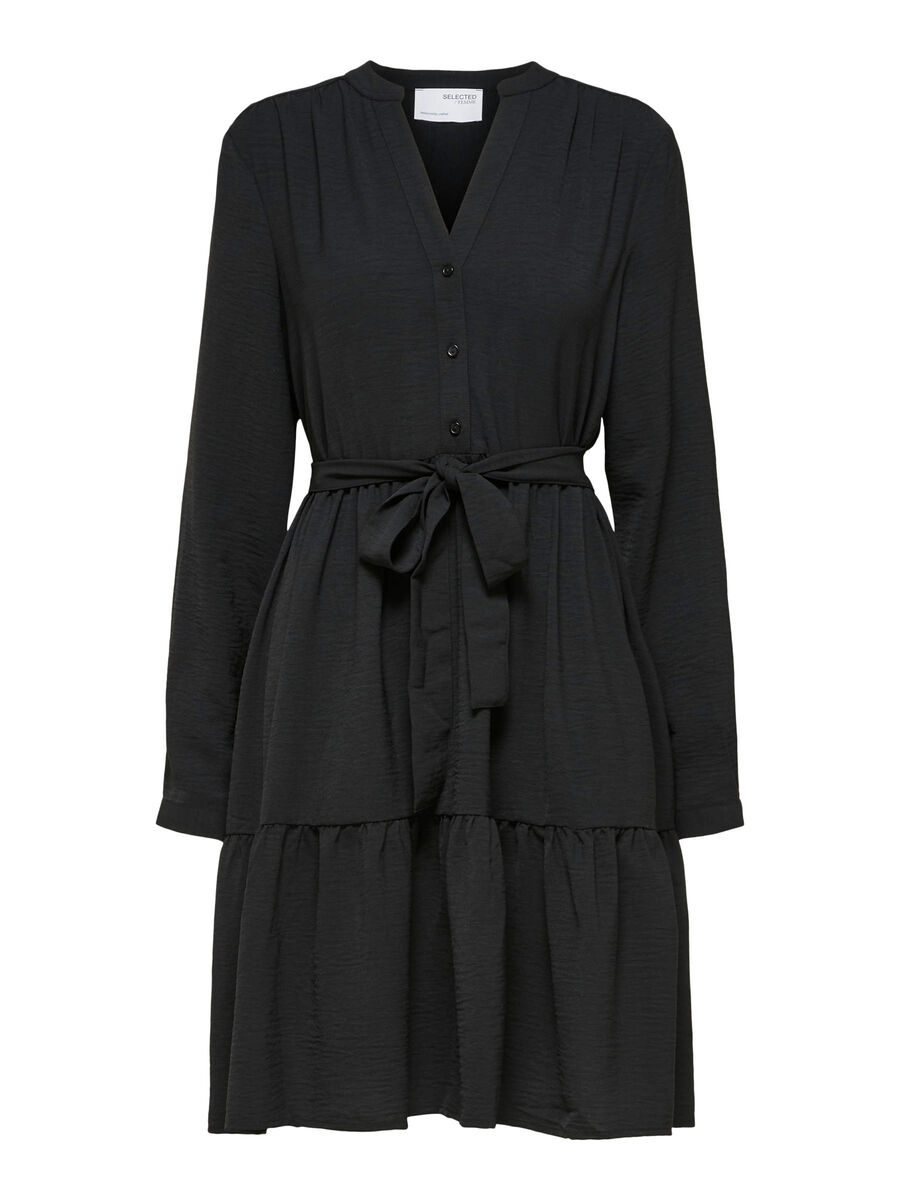 Selected TIERED KORT KJOLE, Black, highres - 16079687_Black_001.jpg