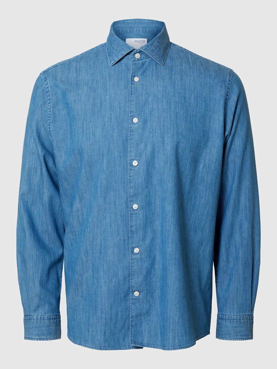 Selected 100% COTTON DENIM SHIRT, Medium Blue Denim, highres - 16095719_MediumBlueDenim_001.jpg