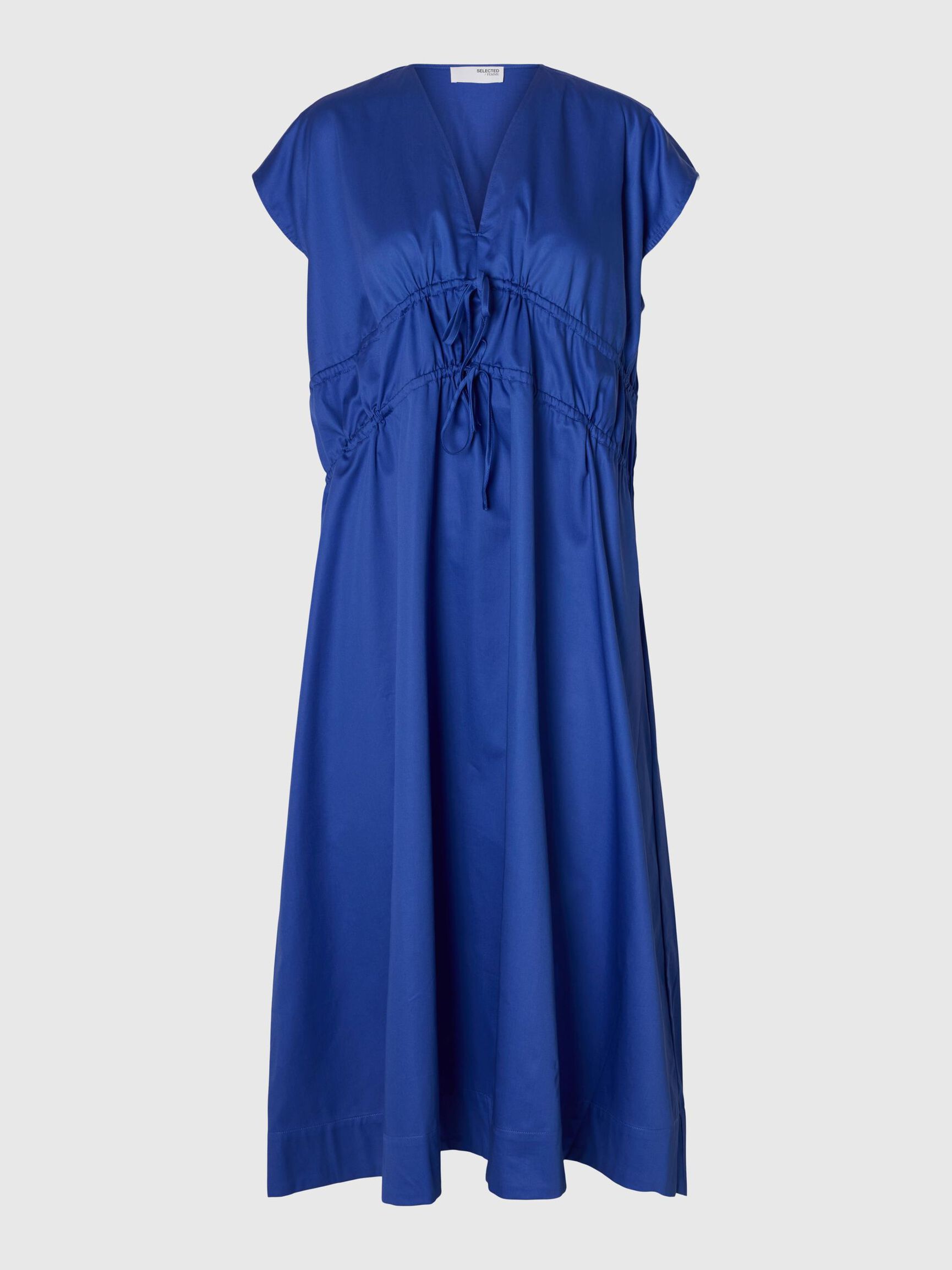 TIE FRONT MIDI DRESS, Dazzling Blue, highres