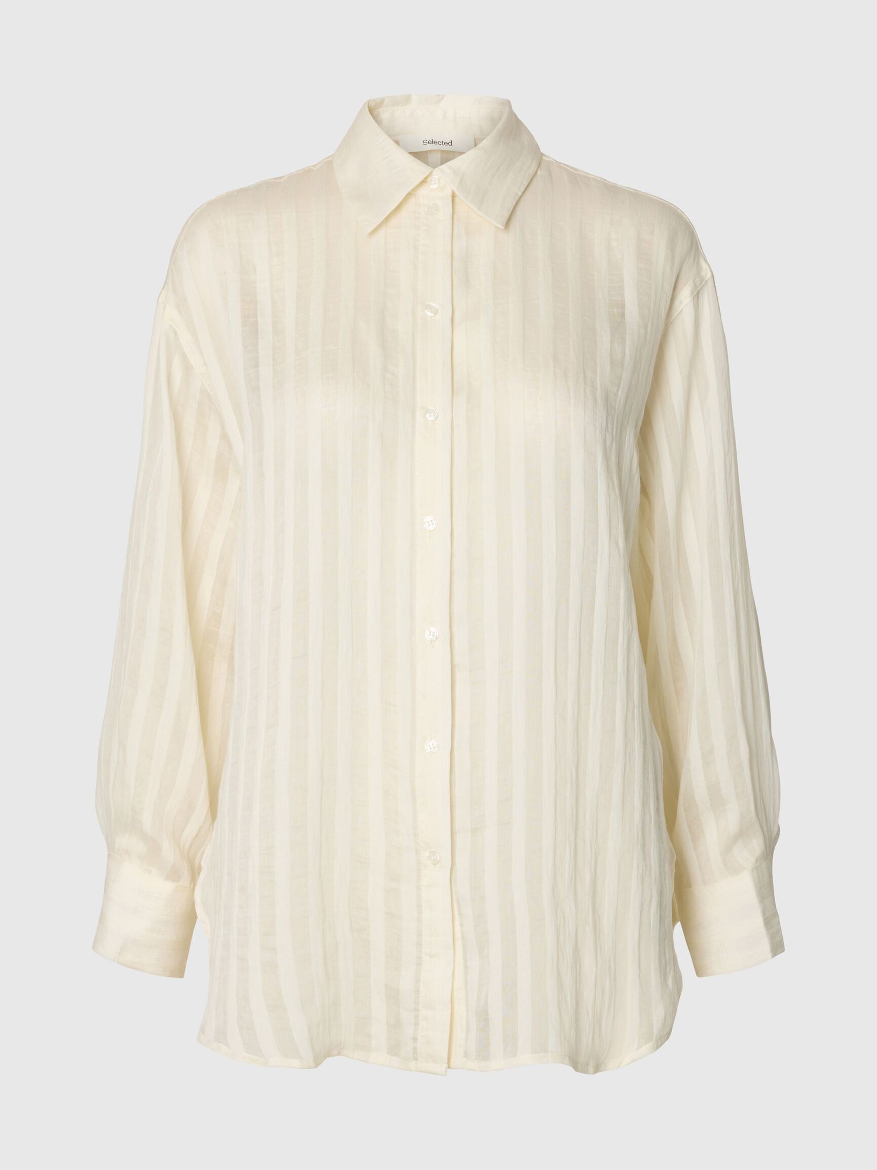 OVERSIZED FIT OVERHEMD MET LANGE MOUWEN, Egret, highres