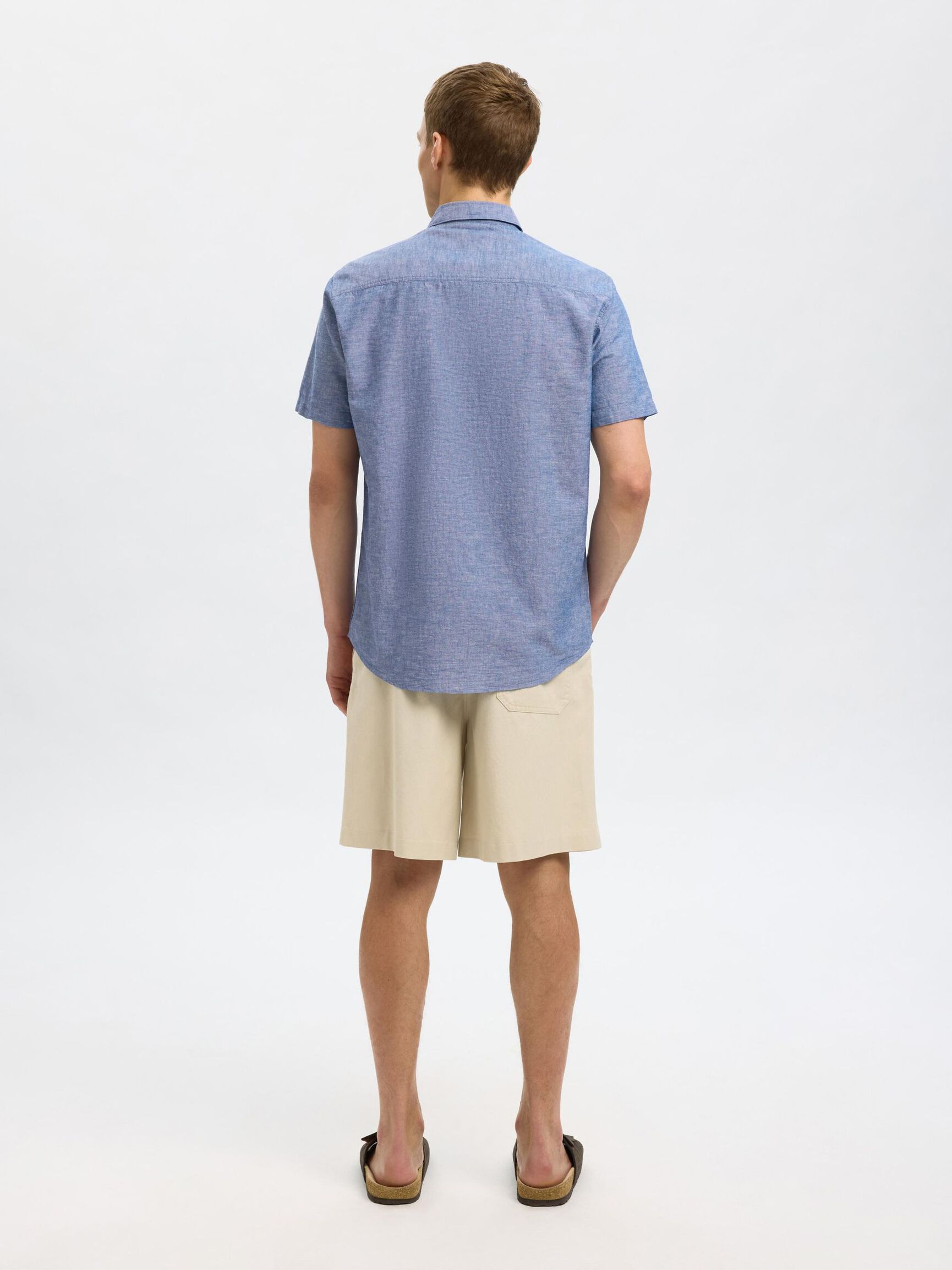 CLASSIC SHORT SLEEVED SHIRT, Medium Blue Denim, highres