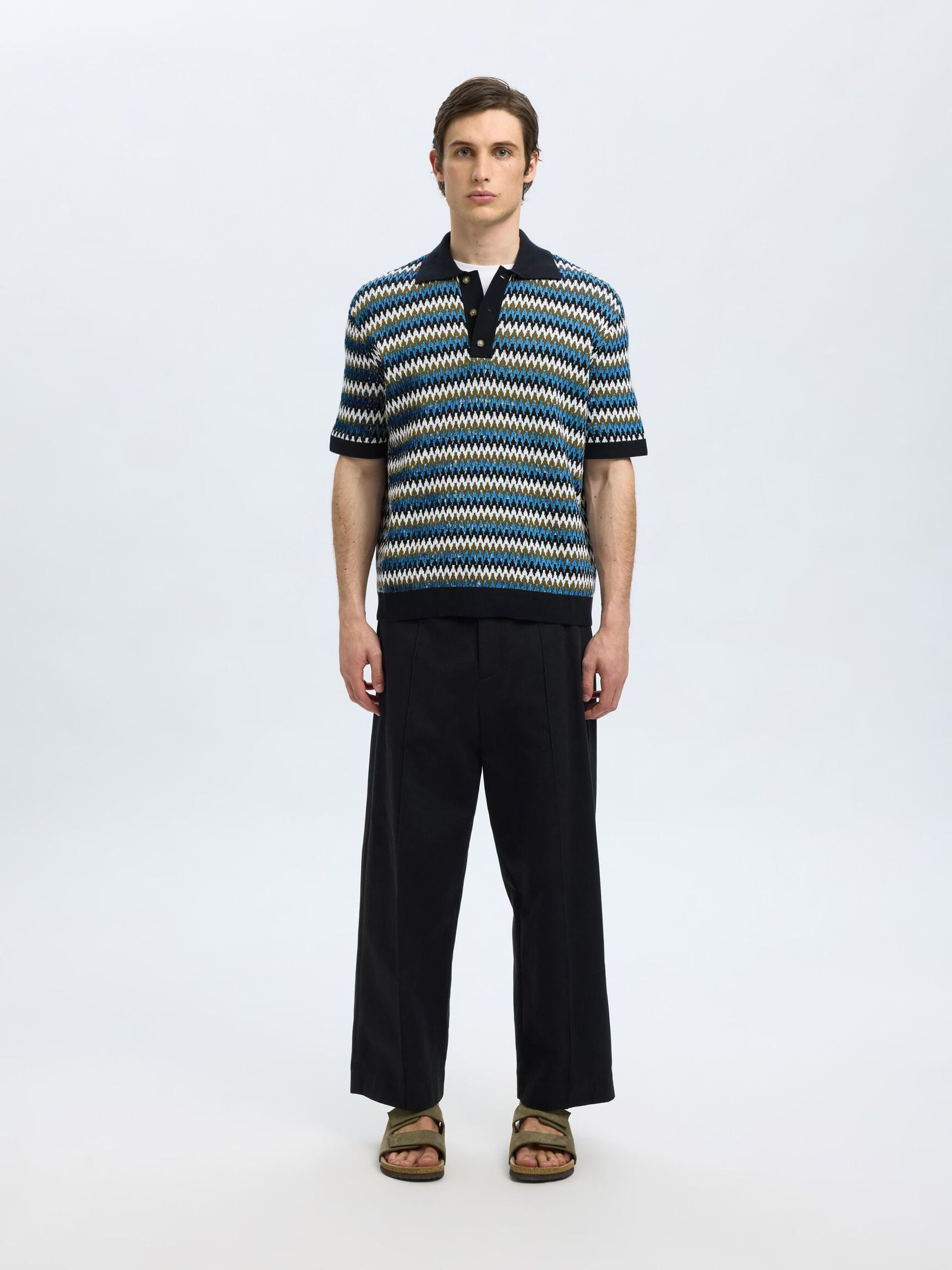 MET KORTE MOUWEN GEBREIDE POLO, Sky Captain, highres