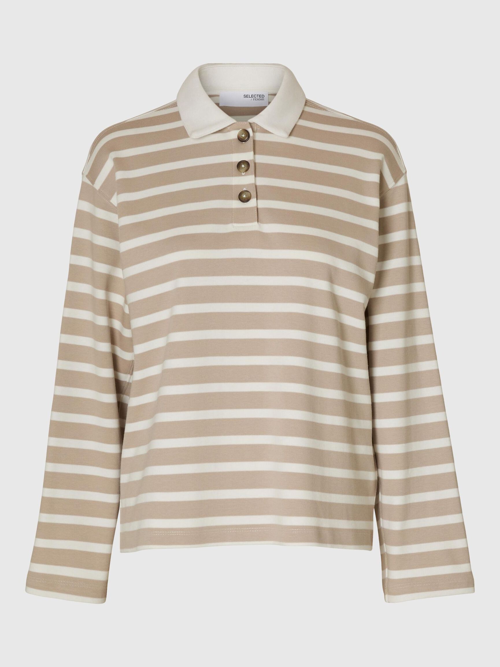 STRIPED  LONG-SLEEVED POLO, Island Fossil, highres
