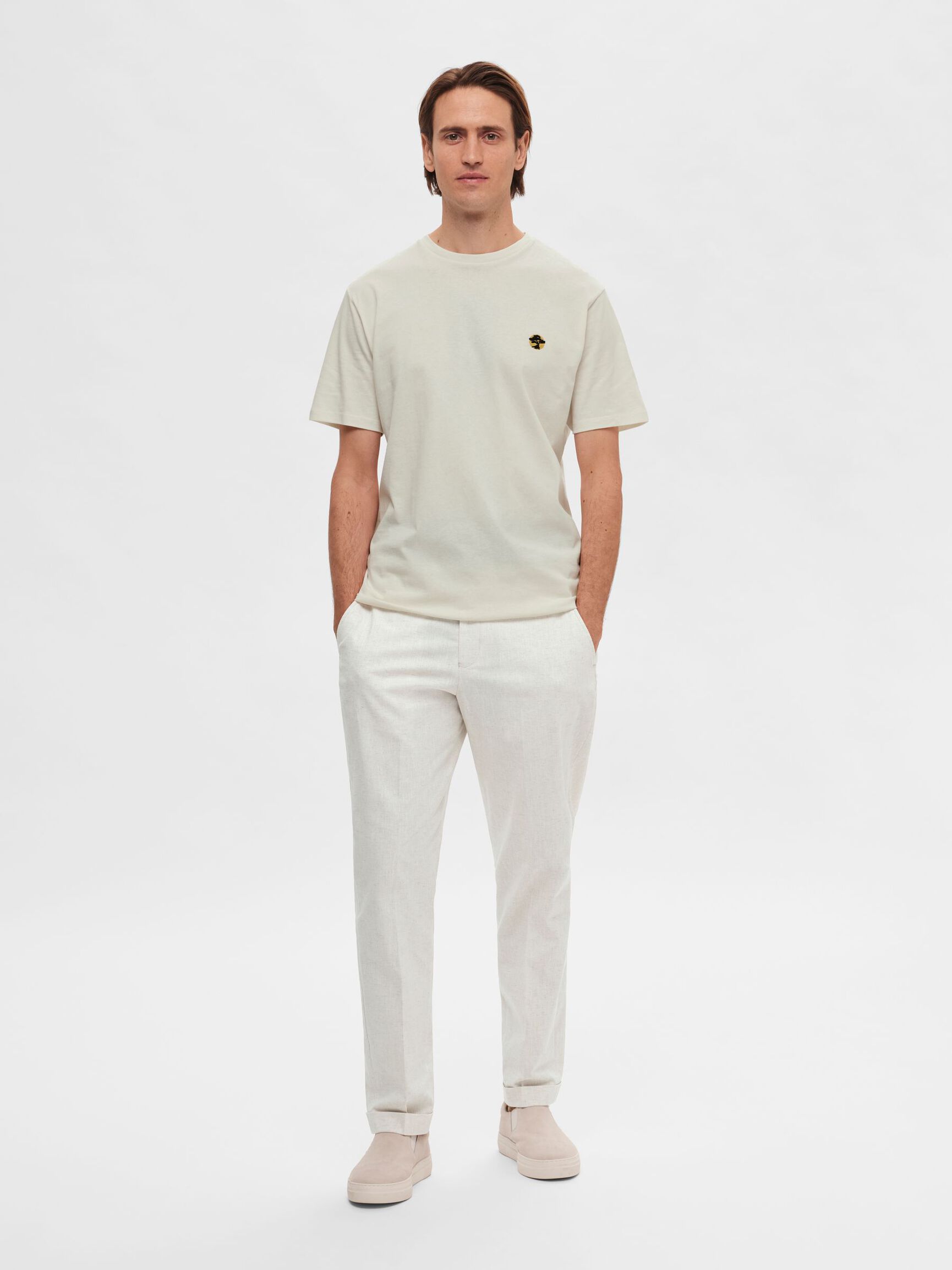 EMBROIDERED T-SHIRT, White Alyssum, highres