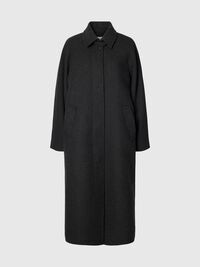 LAINE MÉLANGÉE LONG MANTEAU, Dark Grey, highres